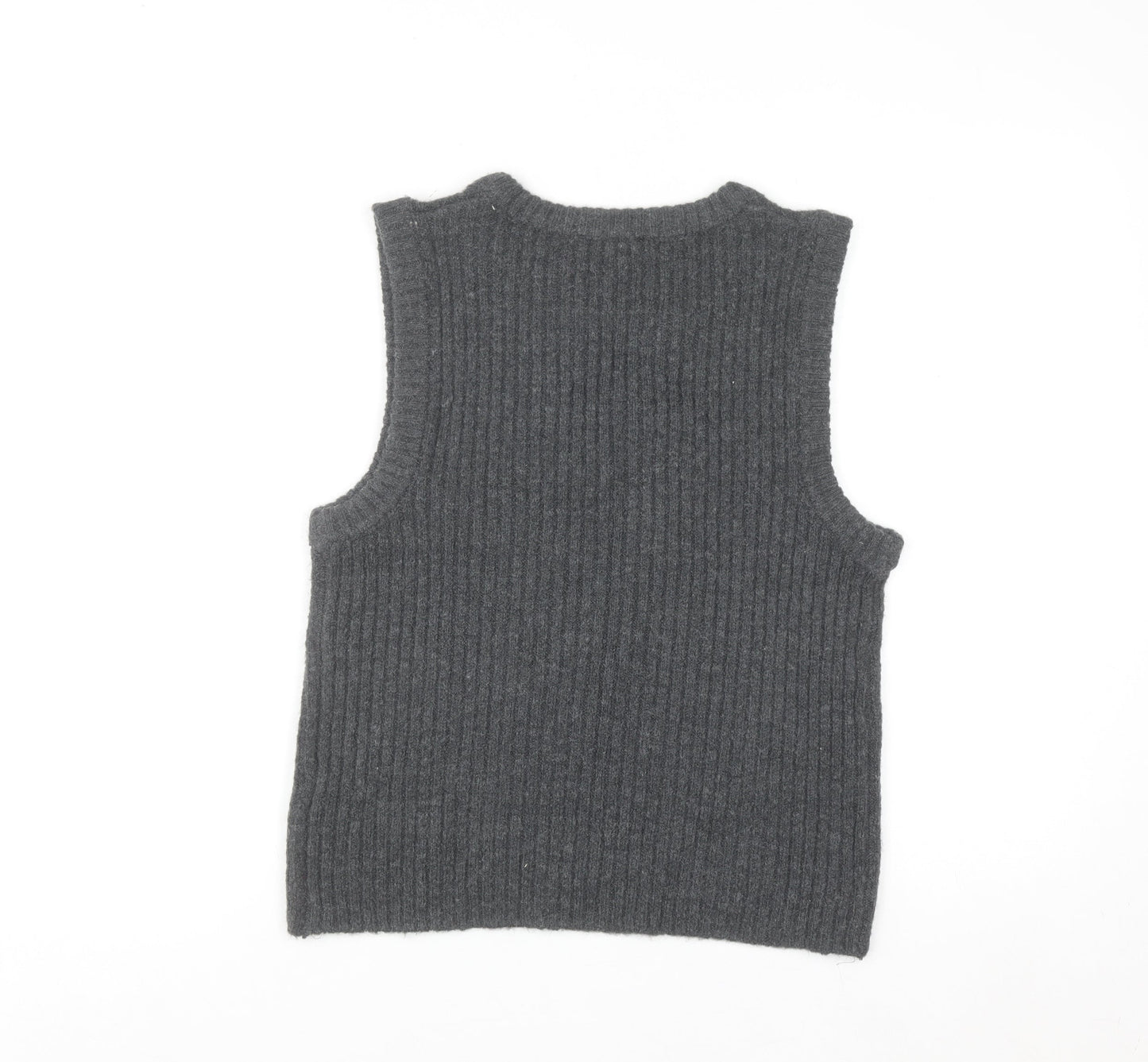 b.young Unisex Grey Knit Wool Blend Sleeveless Vest M