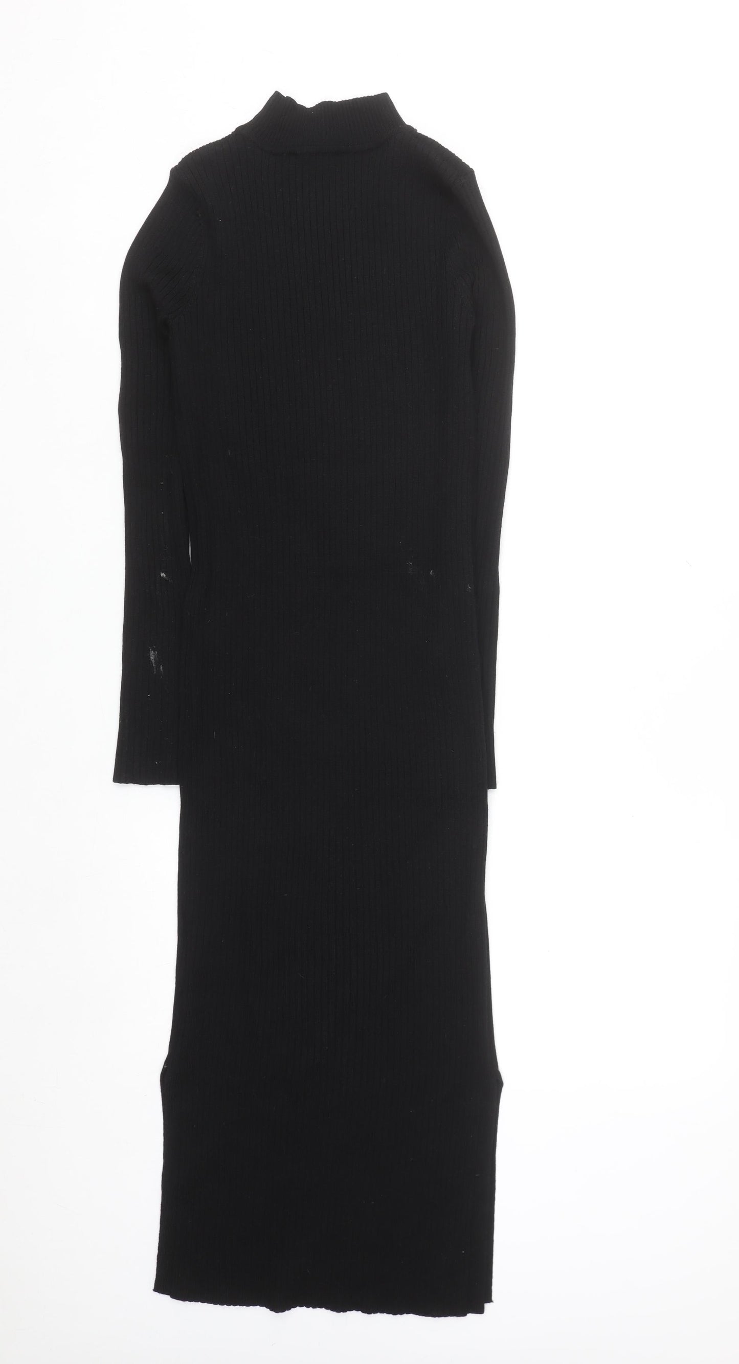 New Look Women Black Size 8 Knit Bodycon Midi Dress