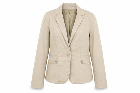 Calvin Klein Jeans Women Beige Blazer Size M Cotton Blend Jacket