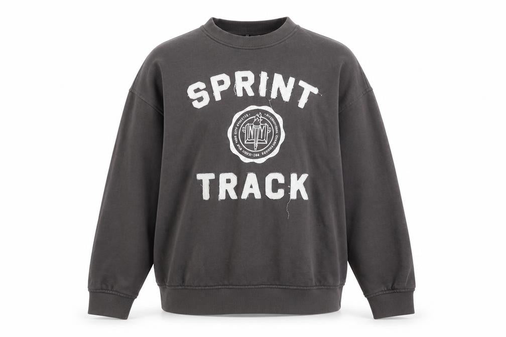H&M Divided Women's Grey Pullover Sweatshirt Size 12 Sprint Track Graphic