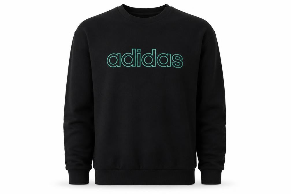 Adidas Men's Black Large Pullover Sweatshirt with Logo Embroidery