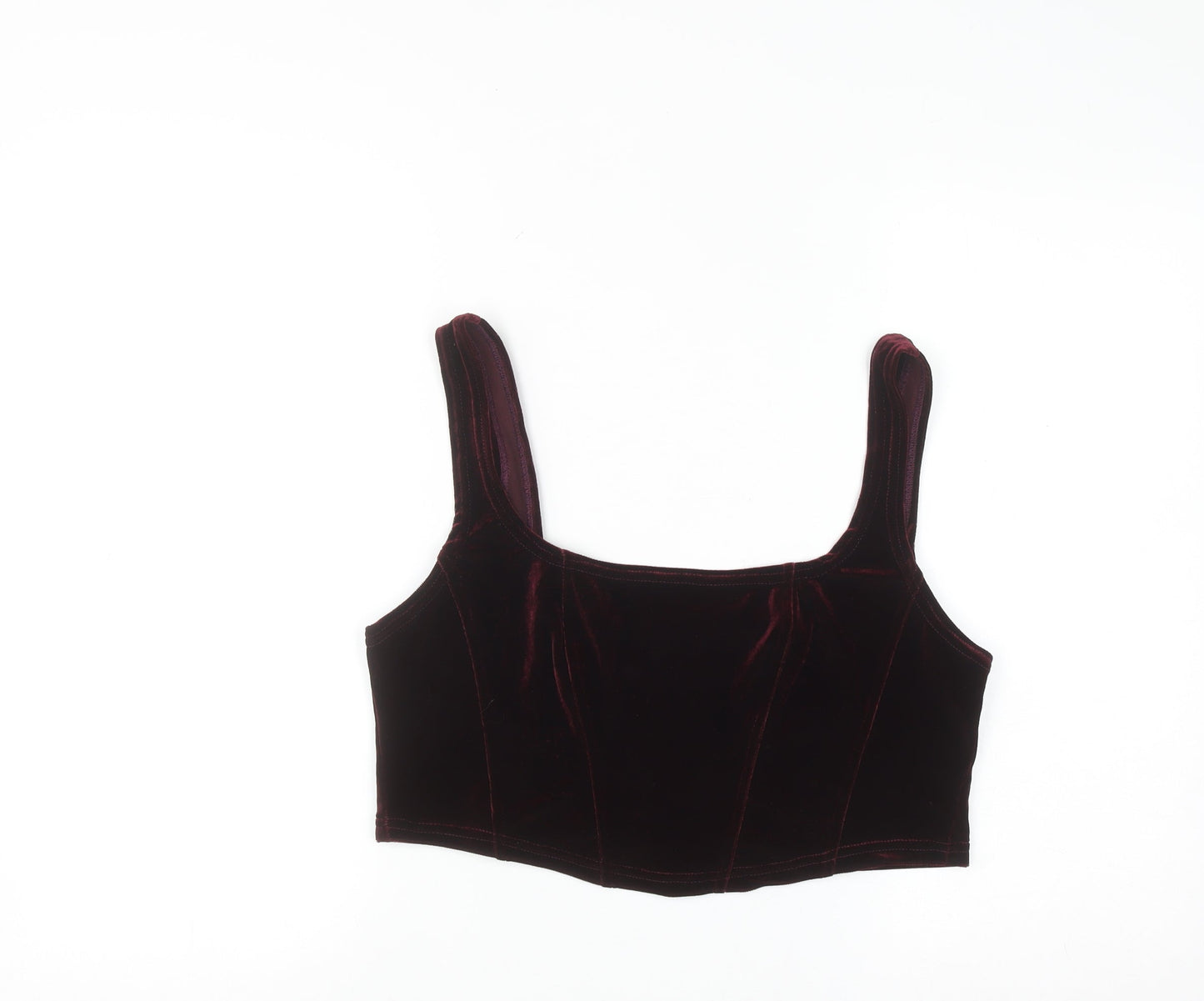 Beyond Retro Women's Brown Velvet Cropped Tank Top Size L