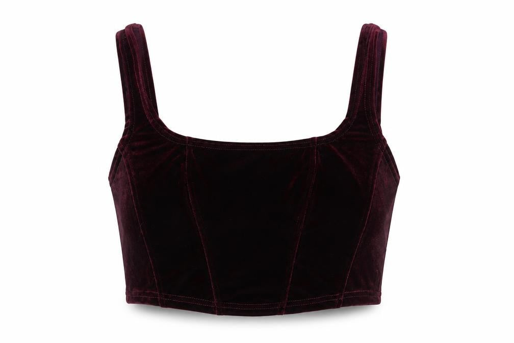 Vintage Women's Brown Velvet Cropped Tank Top Size L