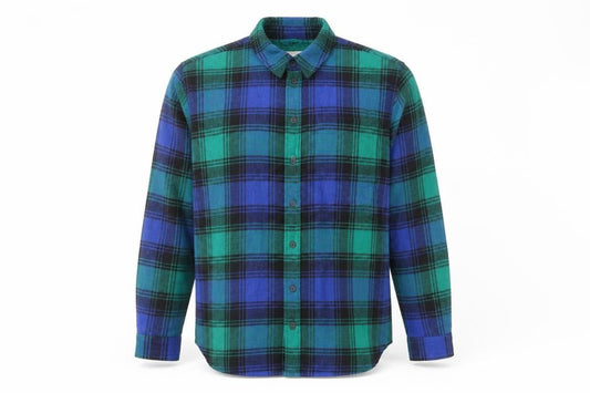 American Eagle Men’s Blue Plaid Flannel Button-Up Shirt Size M