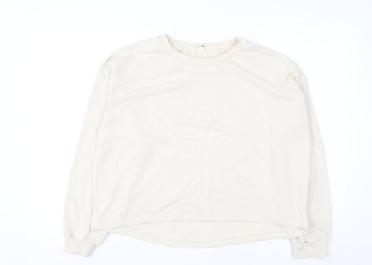 River Island Women Beige Cotton Blend Pullover Sweatshirt M