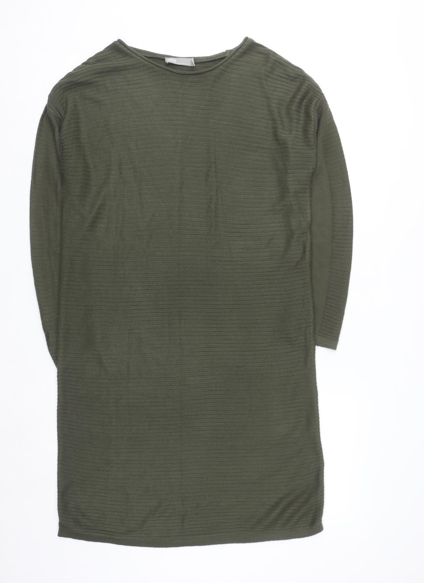 ASOS Women’s Green Shift Knit Dress Size 6 3/4 Sleeve Casual