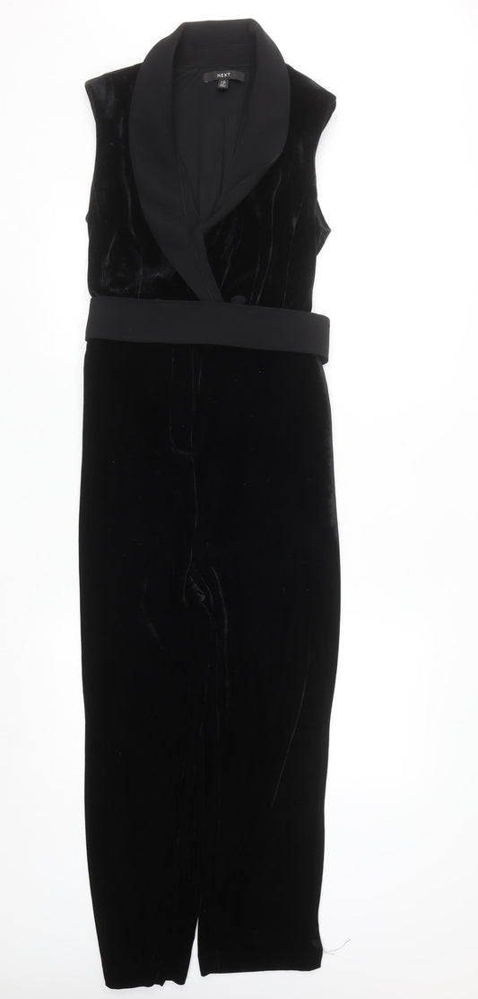 Next Women's Black Velvet Sleeveless Jumpsuit UK 12 Elegant Partywear