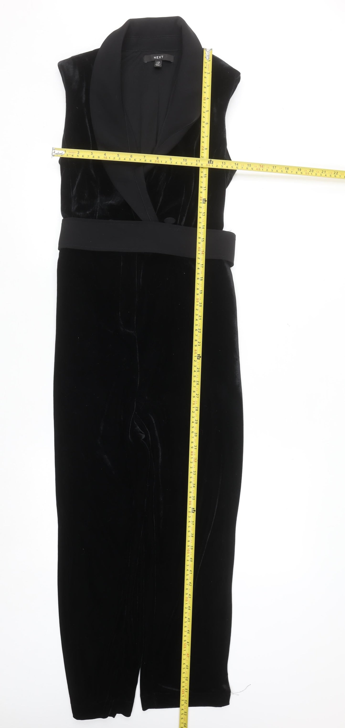 Next Women's Black Velvet Sleeveless Jumpsuit UK 12 Elegant Partywear