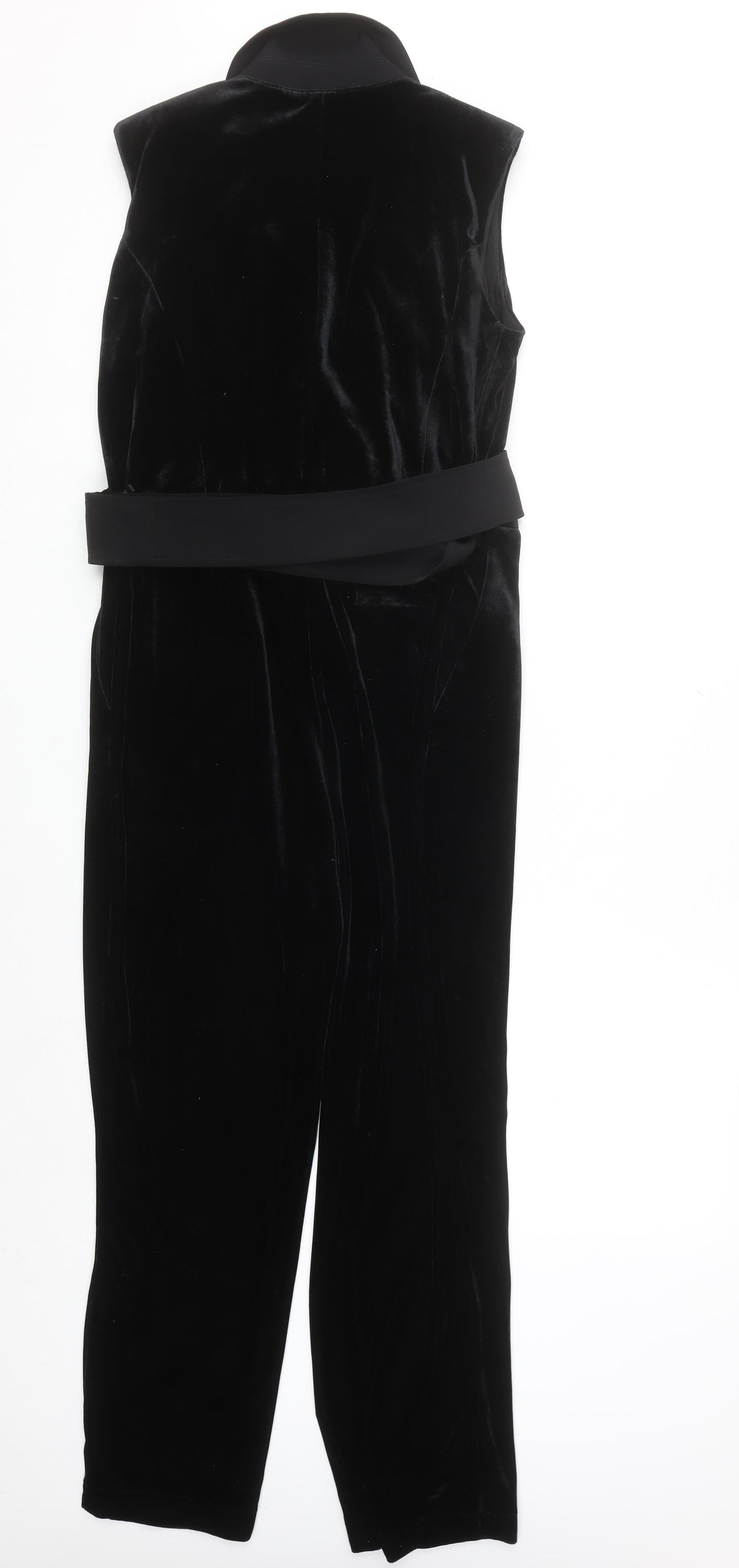 Next Women's Black Velvet Sleeveless Jumpsuit UK 12 Elegant Partywear