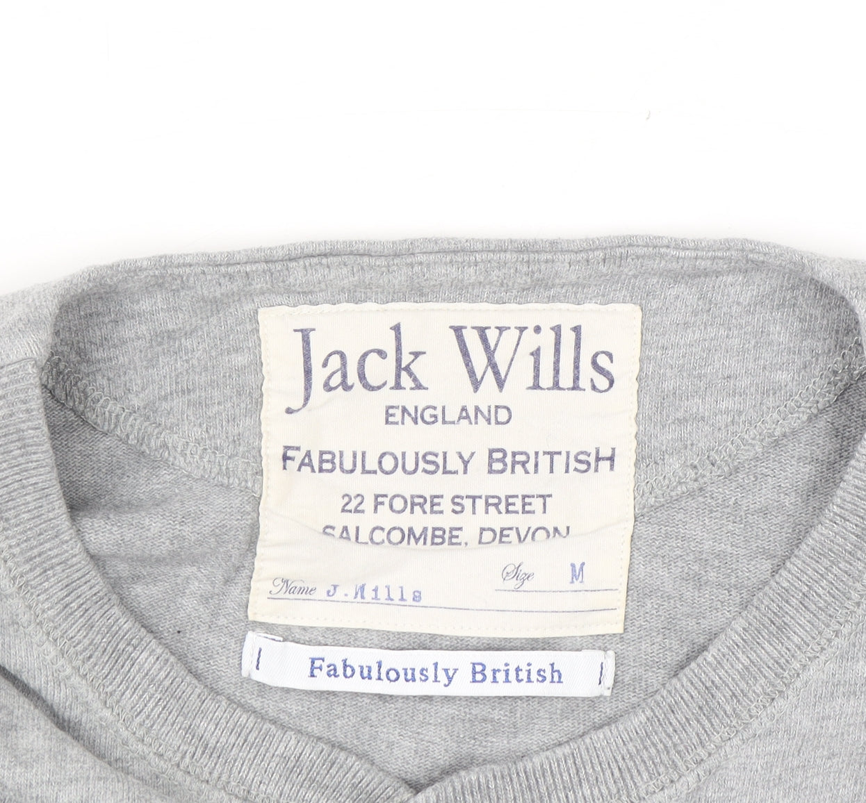 Jack Wills Men’s Grey Henley Sweatshirt Cotton Size M