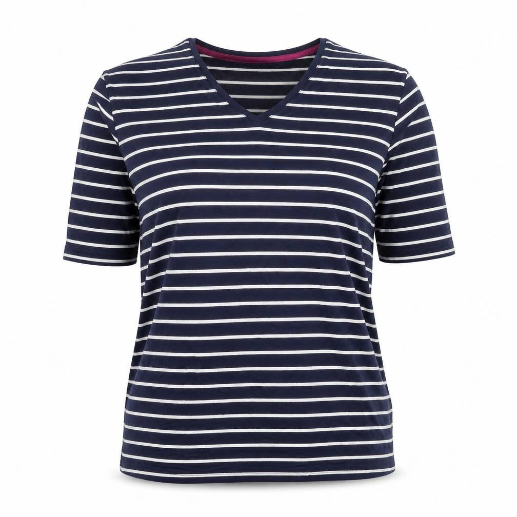 Joules Women’s Blue Striped V-Neck T-Shirt Size 10