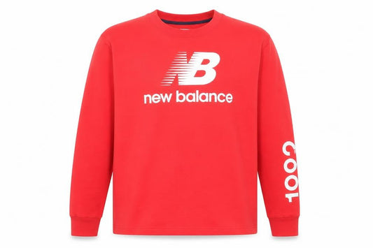 New Balance Men's Red Long Sleeve Crew Neck Graphic Top Size M