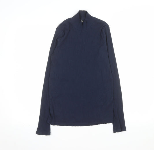 UNIQLO Women’s Blue Long Sleeve Mock Neck Cotton Top Size S