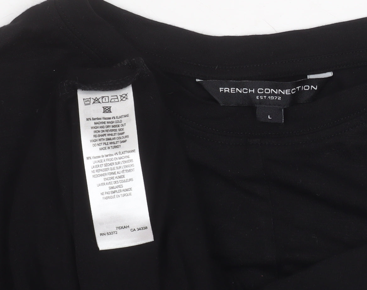 French Connection Women's Black L Basic Bamboo T-Shirt