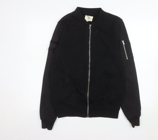 Cedar Wood State Men's Black Small Bomber Jacket Zip Pockets