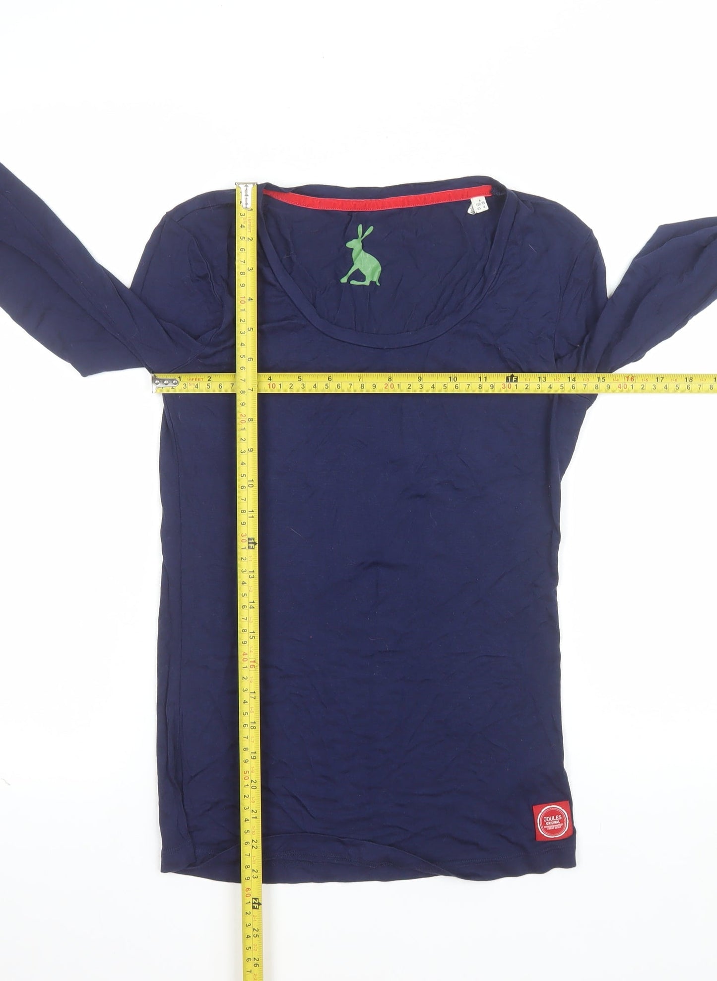 Joules Women's Blue Long Sleeve Viscose Stretch Basic Top Size 8