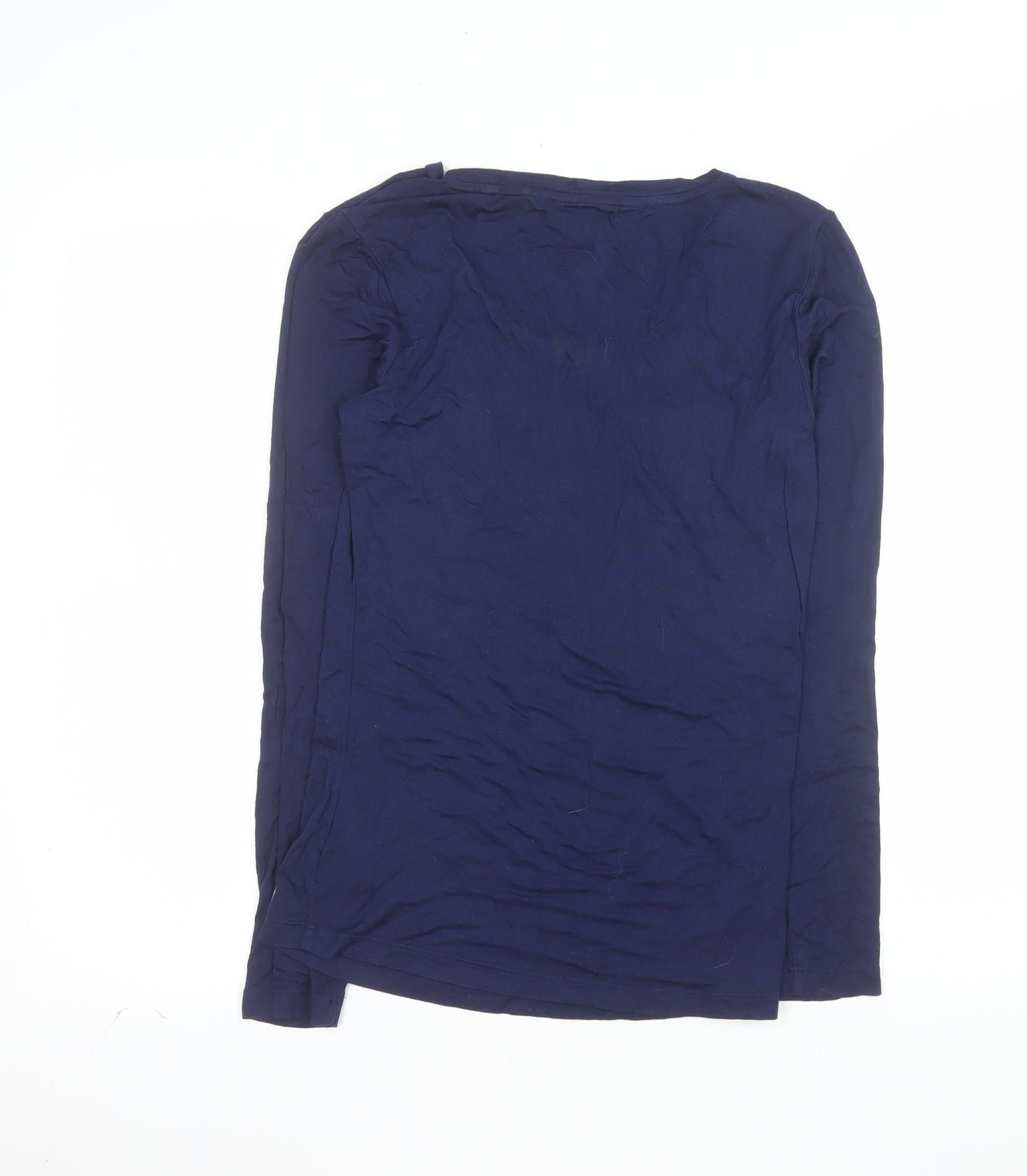 Joules Women's Blue Long Sleeve Viscose Stretch Basic Top Size 8
