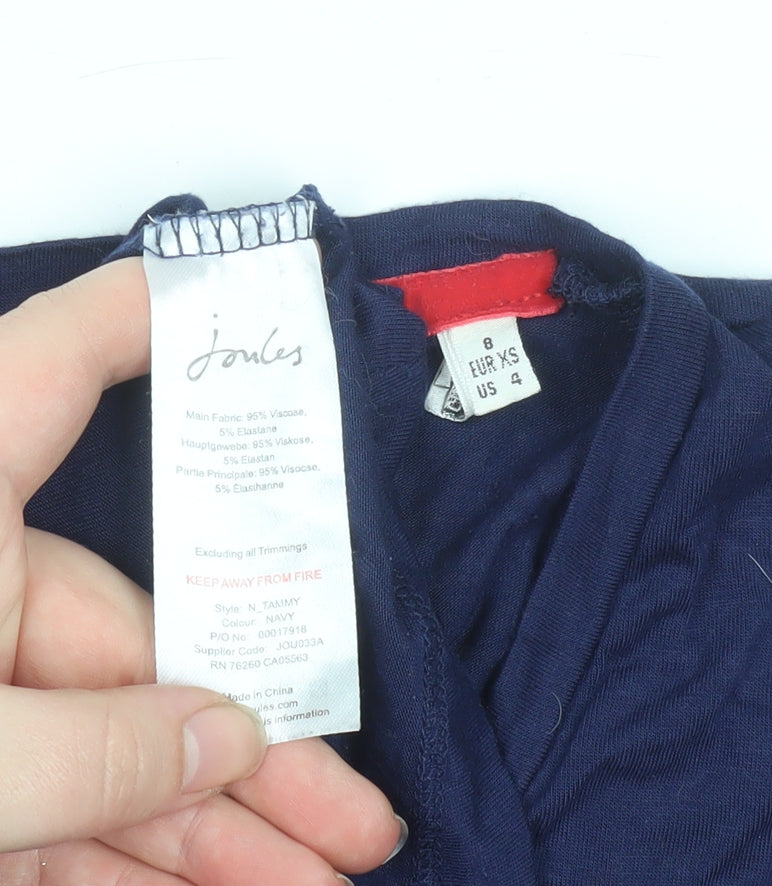 Joules Women's Blue Long Sleeve Viscose Stretch Basic Top Size 8