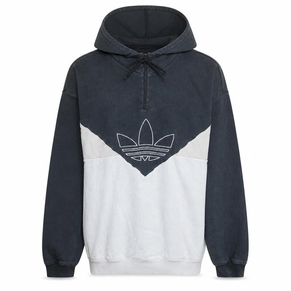 adidas Men's Black Pullover Hoodie S Fleece 1/4 Zip Trefoil Logo