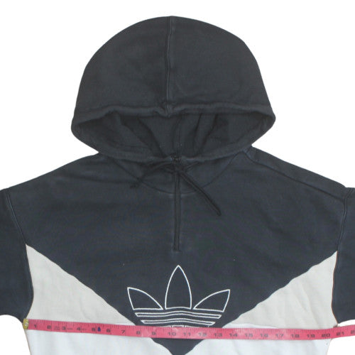 adidas Men's Black Pullover Hoodie S Fleece 1/4 Zip Trefoil Logo