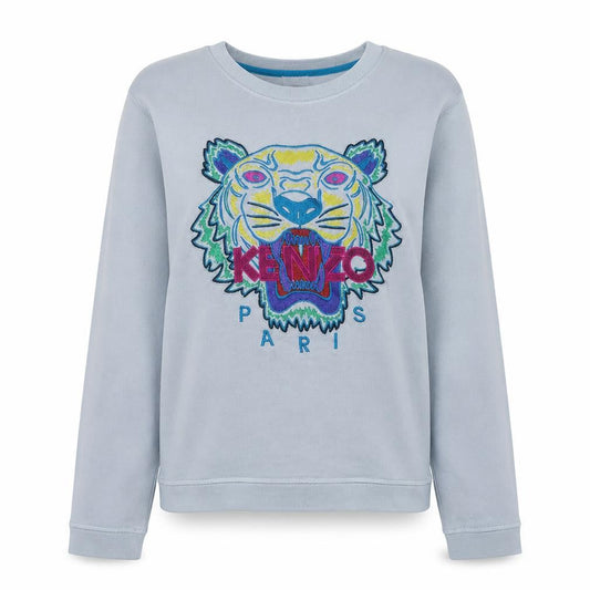 Front view of Kenzo Paris women’s white xl pullover sweatshirt tiger embroidered cotton