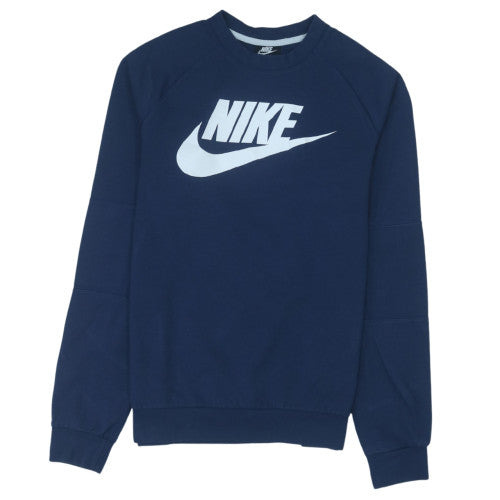 Nike Men Blue Logo Pullover Sweatshirt M Regular Fit Crew Neck