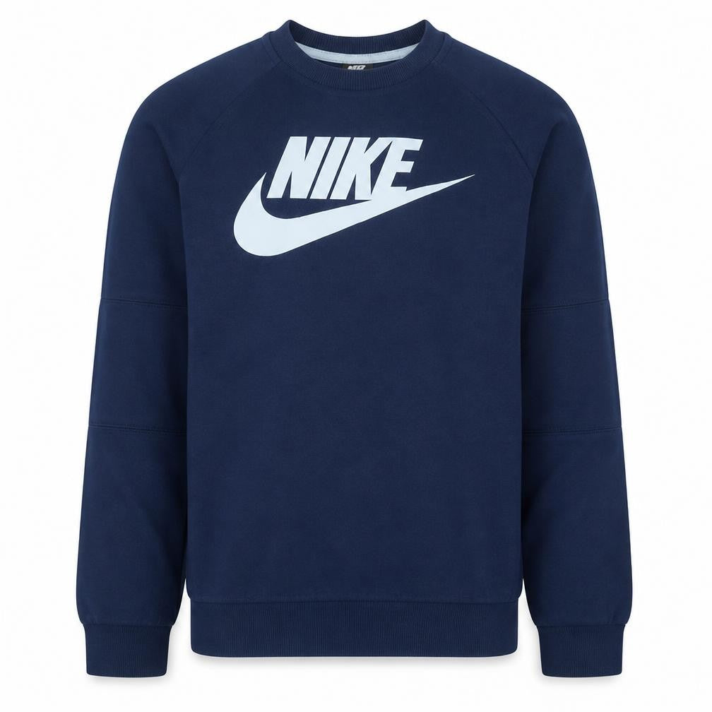 Nike Men Blue Logo Pullover Sweatshirt M Regular Fit Crew Neck