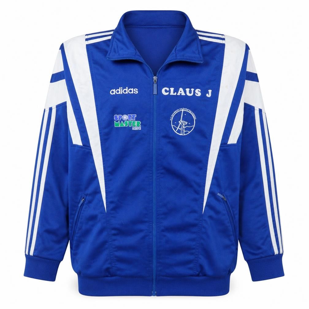Adidas Men Blue Full Zip Retro Track Sweatshirt L Sports Logo