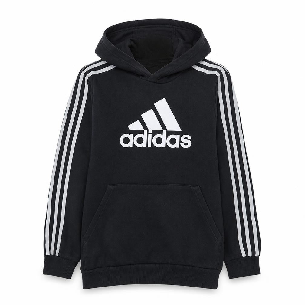 Adidas Boys Black 13-14 Years Pullover Hoodie with Logo Detail