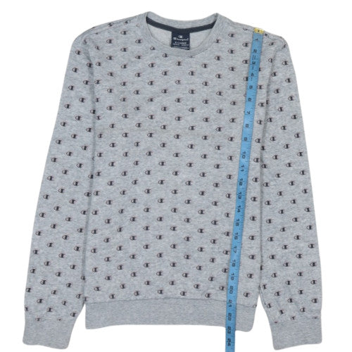 Champion Teens Grey XL Long Sleeve Crew Neck Logo T-Shirt
