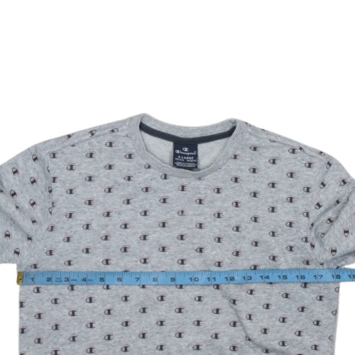 Champion Teens Grey XL Long Sleeve Crew Neck Logo T-Shirt