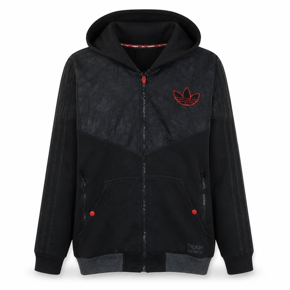 Adidas Mens Black L Hooded Full Zip Sports Jacket