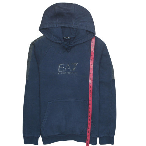 Emporio Armani EA7 Men Blue Pullover Hoodie Medium Hooded Fleece