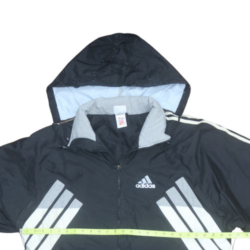 Adidas Men's Black L Lined Hooded Sports Windbreaker Jacket