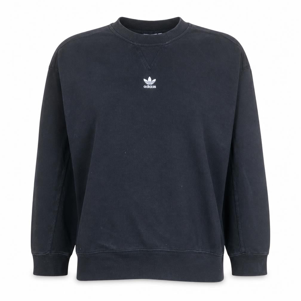 Adidas Womens Black Crew Neck Pullover Sweatshirt UK 16 Lined Cotton Blend