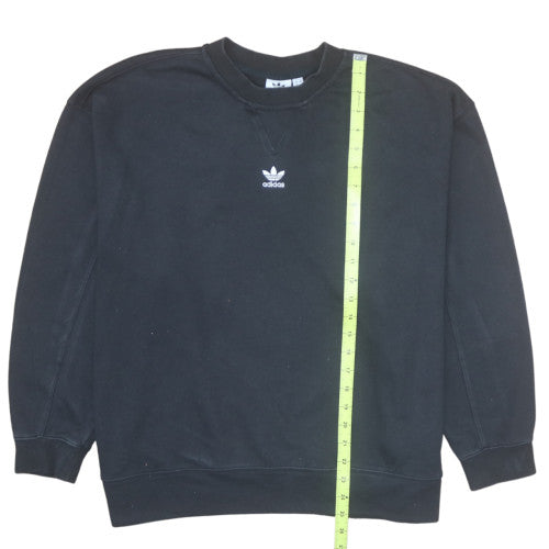Adidas Womens Black Crew Neck Pullover Sweatshirt UK 16 Lined Cotton Blend