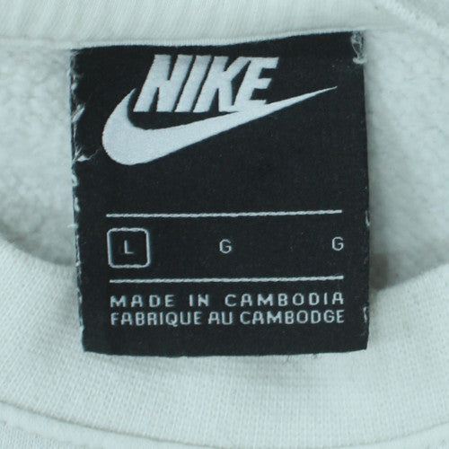 Nike Men's White L Crew Neck Pullover Sweatshirt Classic Sports Style