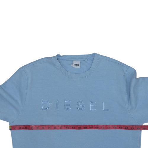 Diesel Men's Blue XL Pullover Sweatshirt Embroidered Logo Crew Neck