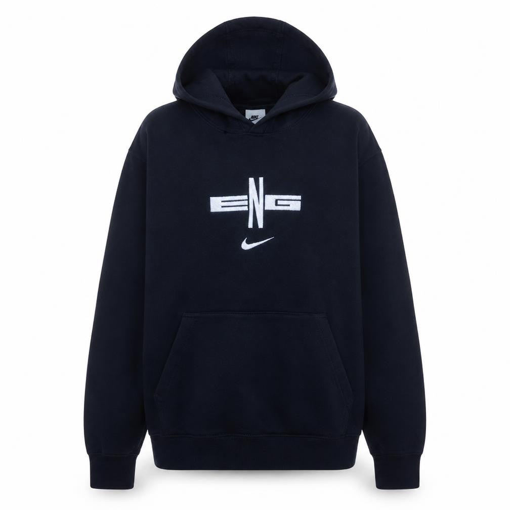 Nike Men's Blue Pullover Hoodie L Sports Graphic Fleece ENG Logo