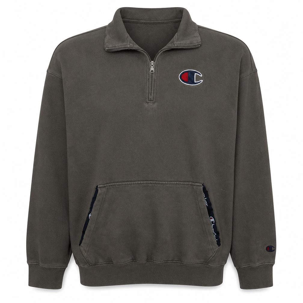 Champion Men's Brown 1/2 Zip Fleece Sweatshirt Size L