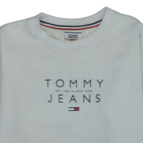 Tommy Jeans Men's White Logo Crew Neck Sweatshirt Size M