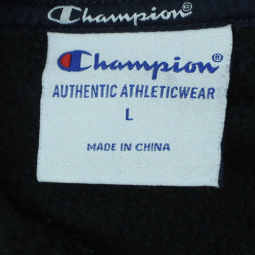 Champion Men’s Black Pullover Hoodie L Logo Fleece Sweatshirt