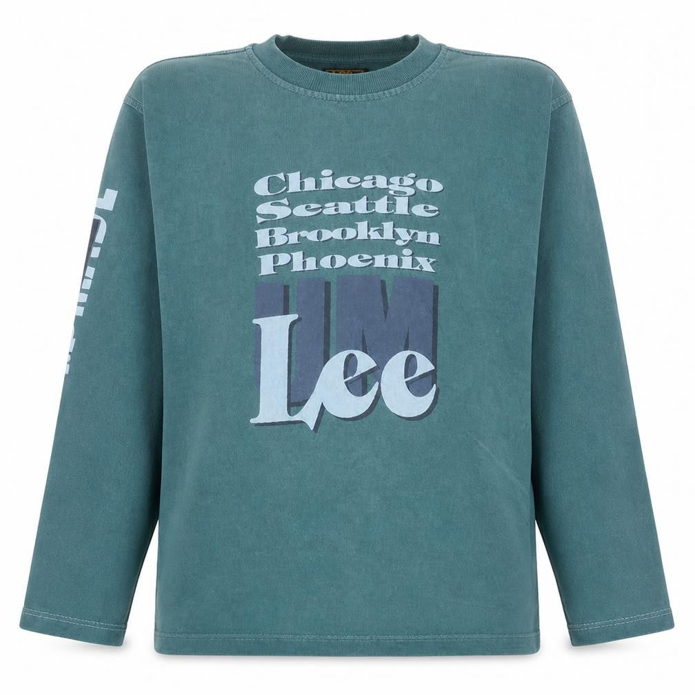 Lee Men's Green Long Sleeve Pullover Sweatshirt L Vintage Graphic