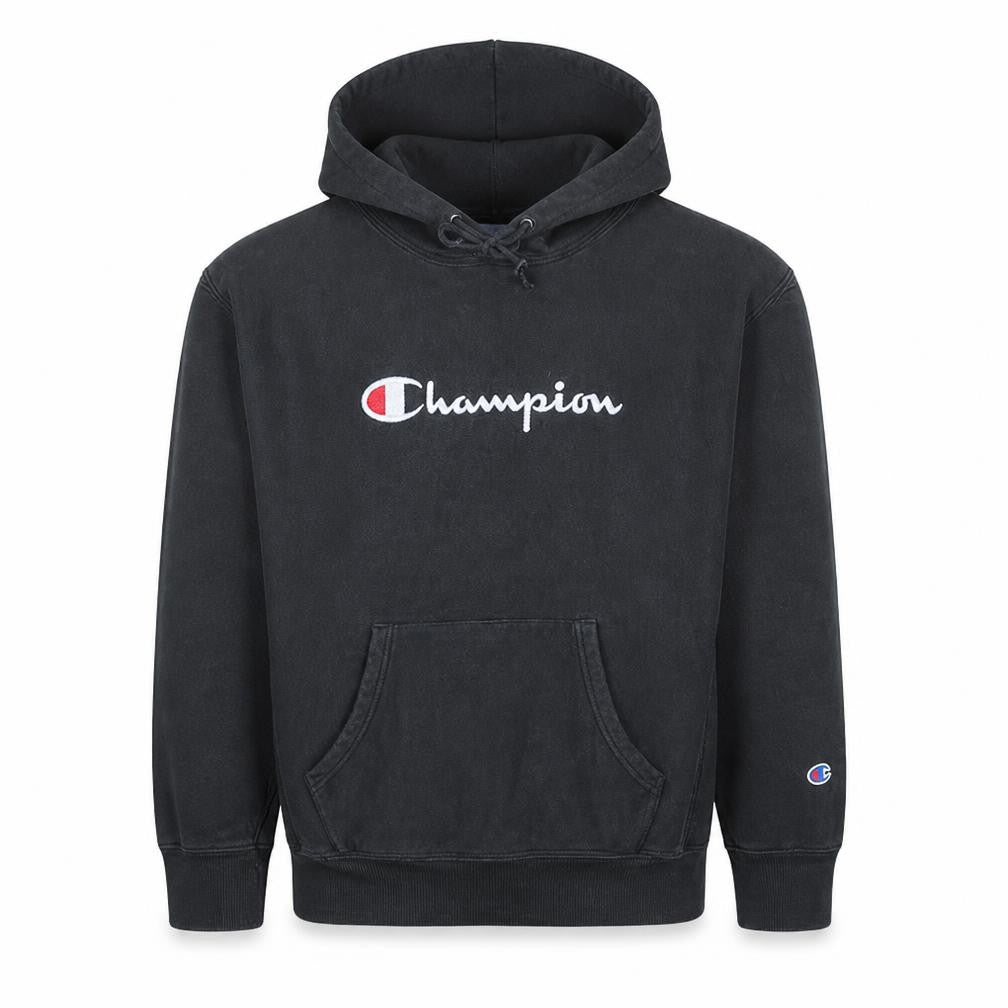 Champion Men's Black Embroidered Logo Pullover Hoodie Size M