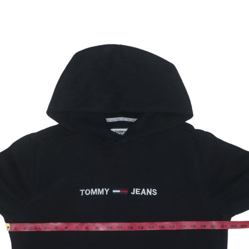 Tommy Jeans Men's Black S Pullover Hoodie with Embroidered Logo