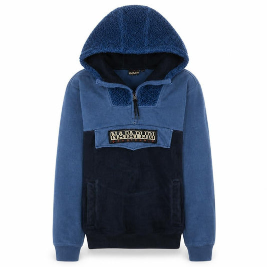 Napapijri Men's Blue 1/2 Zip Fleece Hoodie Size S