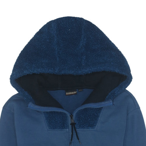 Napapijri Men's Blue 1/2 Zip Fleece Hoodie Size S