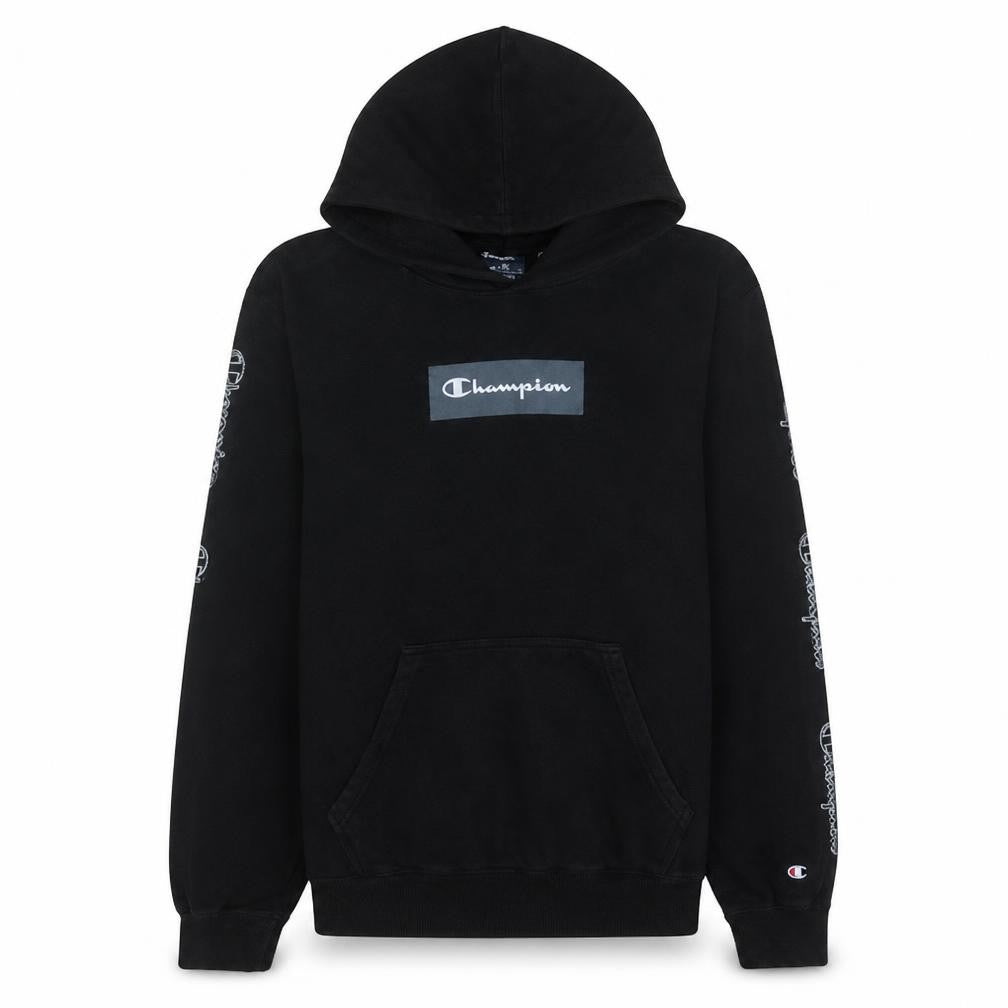 Champion Men's Black Pullover Hoodie L Regular Fit Logo Fleece