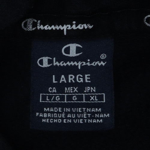 Champion Men's Black Pullover Hoodie L Regular Fit Logo Fleece