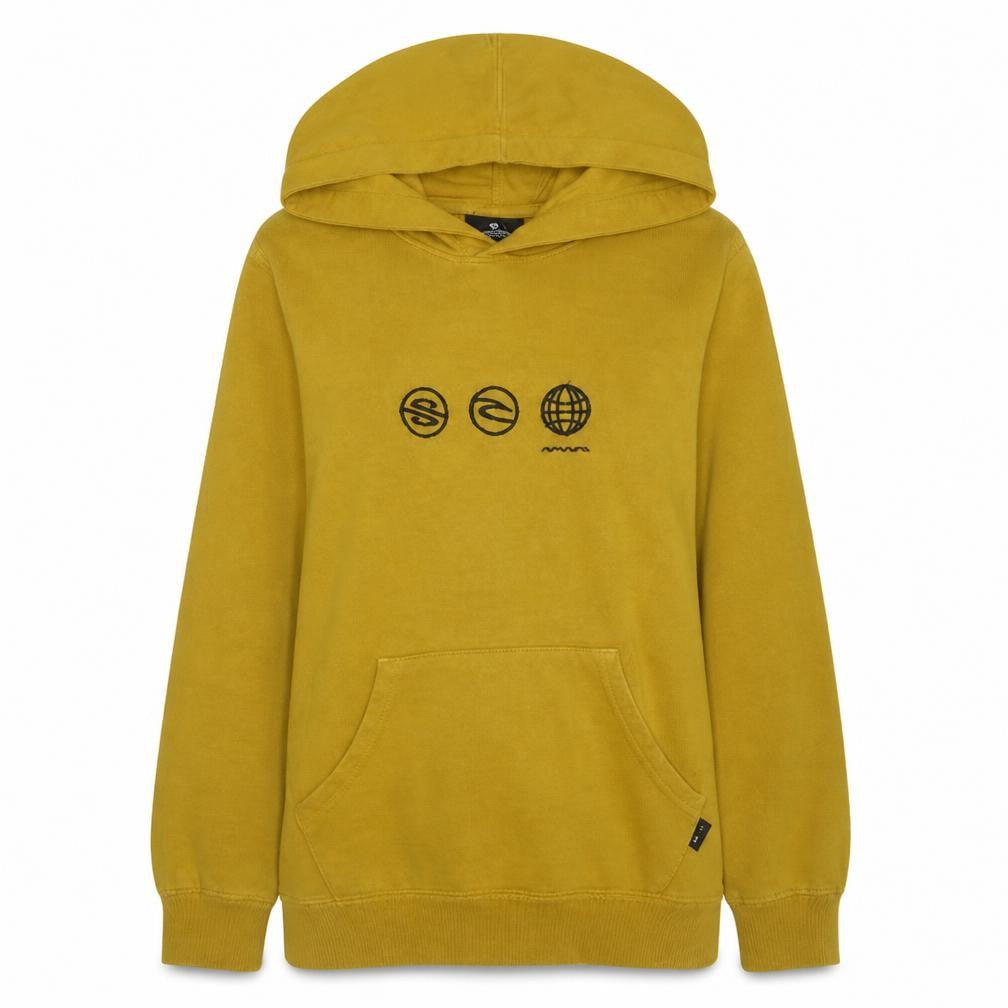 Rip Curl Womens Yellow Pullover Hoodie Size 12 Cotton Blend